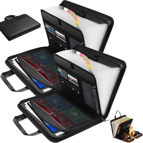 Rushclick File Folder, Large Capacity A4 Files Folders with Handle, Accordion File Organizer, Expanding Files Organizer, with Pockets and Colored Tabs Portable (2PCS) von Generisch