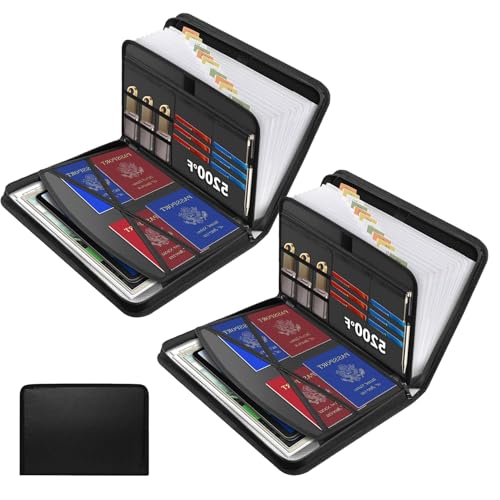 Rushclick File Folder, Large Capacity A4 Fireproof File Folder with Handle, fireproof file folder, Expanding File Folder with Colored Tabs, with 26 Pocket, Detachable and Portable (Without handle*2) von Generisch