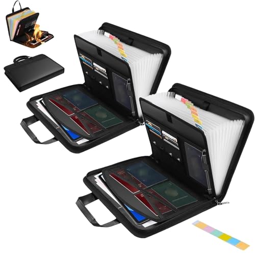 Rushclick File Folder, Large Capacity A4 Fireproof Files Folders with Handle, Colored Tabs, Lock, Portable Detachable File Jackets (2Pcs) von Generisch
