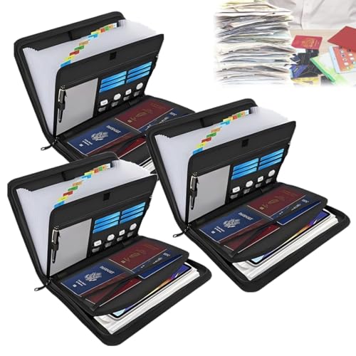 Rushclick File Folder, Rushclick Expanding File Folder Large Capacity Letter A4 Document Organizer with Lockable 13 Pockets Storage, 6 Card Slots, for Office Supply Solution​ (3 Pcs) von Generisch