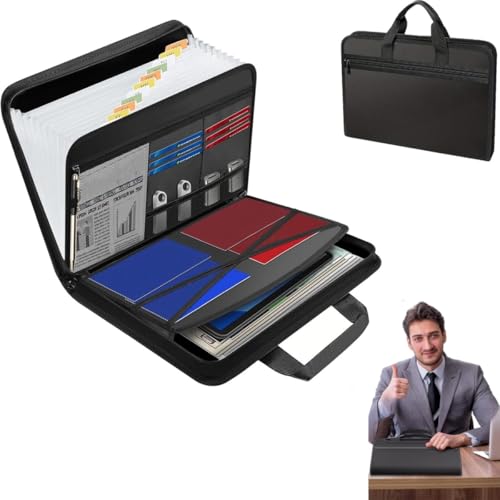 Rushclick File Folder,Large Capacity a4 Fireproof Waterproof File Folder with Handle,Rushclick File Folders Organizer,with Colored Tabs protects fits a4 letter documents (1) von Generisch