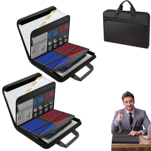 Rushclick File Folder,Large Capacity a4 Fireproof Waterproof File Folder with Handle,Rushclick File Folders Organizer,with Colored Tabs protects fits a4 letter documents (2) von Generisch