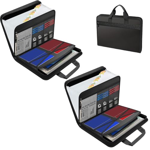 Rushclick File Folder,Rushclick Fireproof Expanding File Folder, Important Document Organizer,13pocket Large Capacity A4 Fireproof File Folders with Handle (2pcs) von Generisch