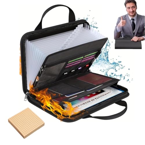 Rushclick File Folder,With handle Portable Expanding File Folder,Waterproof Fireproof Foldable Accordion Document Storage Bag,Large capacity 13 pockets A4 document Bag,with colorful label (1) von Generisch
