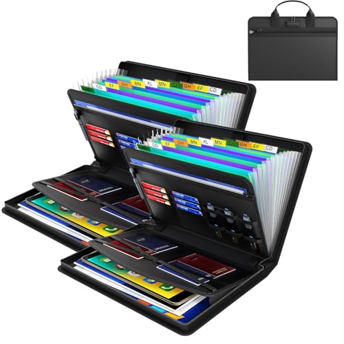 Rushclick File Folder - Rushclick Expanding File Folder, Large Capacity A4 Fireproof 𝐅𝐢𝐥𝐞 𝐅𝐨𝐥𝐝𝐞𝐫 with Handle (2Pcs) von Generisch