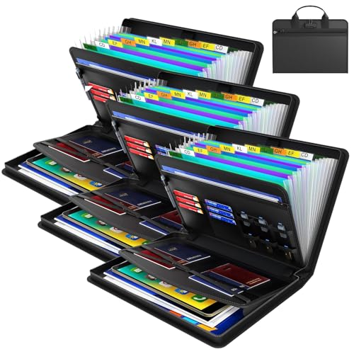 Rushclick File Folder - Rushclick Expanding File Folder, Large Capacity A4 Fireproof 𝐅𝐢𝐥𝐞 𝐅𝐨𝐥𝐝𝐞𝐫 with Handle (3Pcs) von Generisch