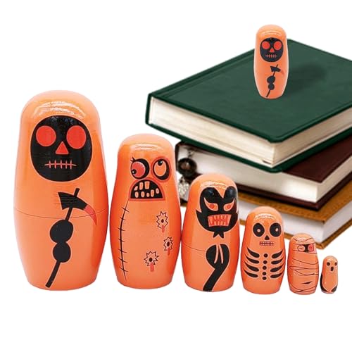 Russische Nistpuppen - Halloween Decorations Puppe - Sechs Schichten nisten Puppen | Holzstapel verschachtelte Setspielzeug | Stapelpuppen für Familie, Freunde, ideal für - und Bürodekoration Russische Nistpuppen - Halloween Decorations Puppe - Sechs Schichten nisten Puppen | Holzstapel verschachtelte Setspielzeug | Stapelpuppen für Familie, Freunde, ideal für - und Bürodekoration von Generisch