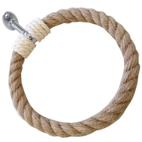 Rustikaler Handtuchring mit Holzperlen, Wandmontage, mit Eisen und Hanfseil, Vintage-Heimdekoration für Küche und Bad von Generisch