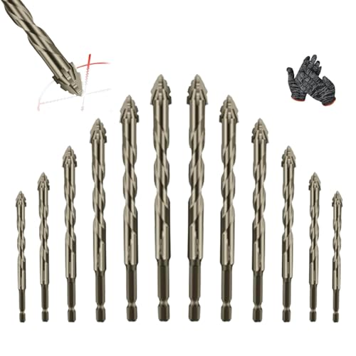 Sägezahnbohrer, Neuer 4 Schneidiger Sägezahn-Exzenterbohrer, Vierschneidiger Sägezahn-Exzenterbohrer, Power Bit Bohrer, Multifunktionsbohrer Für Glas & Metall (12PCS) von Generisch