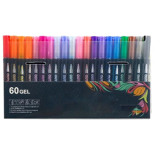 Sakesfor Marker Pen for Highlight, Sakesfor Double Line Outline Pens, 8/12/24/36/48/60-Color Marker Pen for Highlight, for Christmas Greeting Cards, Scrapbook Crafts, Doodling (60 colors) von Generisch
