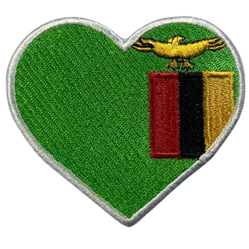 Sambia bestickter Herz-Flaggen-Aufnäher, zum Aufbügeln, Nationalemblem, taktischer Militäraufnäher, für Jacken, Rucksäcke, Hüte, 6,5 x 7 cm Sambia bestickter Herz-Flaggen-Aufnäher, zum Aufbügeln, Nationalemblem, taktischer Militäraufnäher, für Jacken, Rucksäcke, Hüte, 6,5 x 7 cm von Generisch