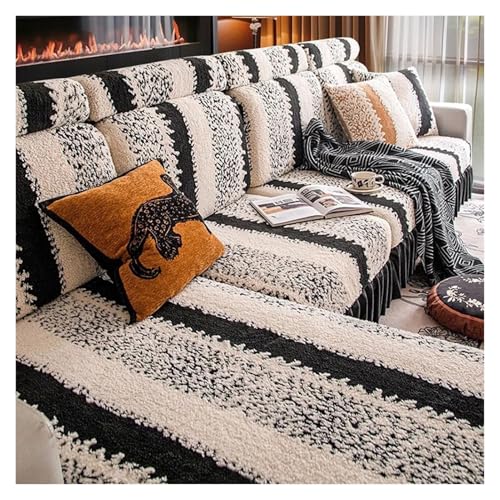 Samt Sofabezug mit Rock, rutschfest Elastisch für L-Form Sofas Einzelne Kissenbezüge, Plüschstoff Möbelschutz (Stil 5, 65-68x65-68cm) von Generisch
