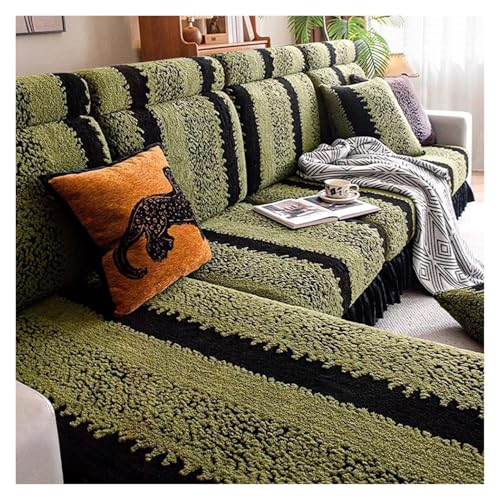 Samt Sofabezug mit Rock, rutschfester Stretch-Schonbezug für L-förmige Sofas, einzelne Kissenbezüge, Plüschstoff Möbelschutz (Stil 1, 65-68 x 85-135 cm) von Generisch