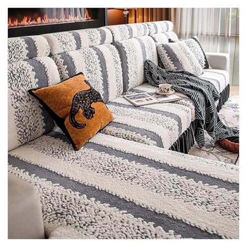 Samt Sofabezug mit Rock rutschfeste dehnbare Couchschutz für L Form Sofa Einzelne Kissenbezüge, Fleecestoff Möbelschutz (Stil 3, 65-68x135-165cm) von Generisch