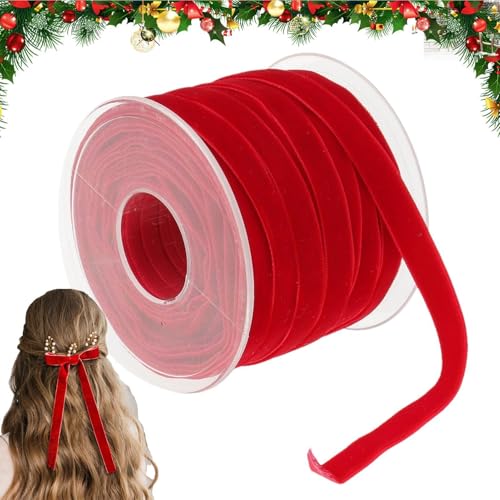 Samtband - Samtband Weihnachten Samtband Weihnachtsband 0,4 Zoll Samtband für Weihnachtsbaumschmuck | 20 Meter Stoffbänder für Haarspangen Blumenstrauß von Generisch