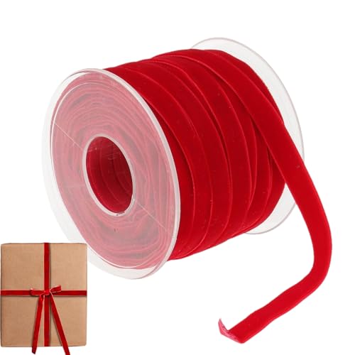 Samtband für Weihnachtsbaum,Samtband zum Verpacken | 0,4 Zoll Samt-Weihnachtsband für Kranzdekoration | 20 Yards Stoffbänder für Blumenstrauß, Haarschleifenklammer, handgefertigtes Handwerk von Generisch