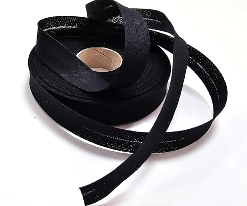 Satin- Schrägband vorgefalzt 40/20mm schwarz 25m 0,72€ / lfm. von Generisch