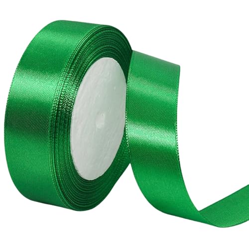 Satinband, 22 m, 2.5 cm breit, Satinband für Hochzeiten, zum Verpacken von Blumensträußen und Schleifen, Dekoration, Heimdekoration Geschenkpapier (Green, A) von Generisch