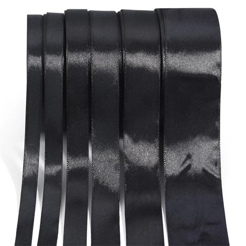 Satinband, 25 Yards Rolle for Verpacken von Geschenken, Basteln, Schleifenherstellung, Weihnachtsdekoration for Hochzeiten und Partys in mehreren Breiten(Black,15mm 25yards) von Generisch