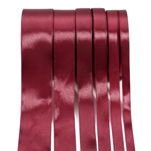 Satinband, 25 Yards Rolle for Verpacken von Geschenken, Basteln, Schleifenherstellung, Weihnachtsdekoration for Hochzeiten und Partys in mehreren Breiten(Wine Red,15mm 25yards) von Generisch