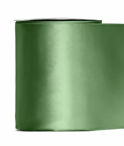 Satinband 10 cm Breite, Band zum Schneiden, Meterware, Zeremonie, Hochzeit, Geburtstag, Party, Dekoration, Stuhlschleifen, Schärpe. (salbei, 1 m) von Generisch