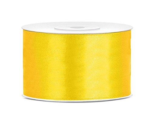 Satinband Rolle 25 m 50 mm breit Schleifenband Dekoband Geschenkband Schleife Hochzeitsdeko Band, für Creative Idee. (gelb 084) von Generisch