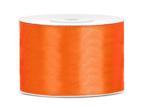 Satinband Rolle 25 m 50 mm breit Schleifenband Dekoband Geschenkband Schleife Hochzeitsdeko Band, für Creative Idee. (orange 005) von Generisch