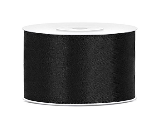 Satinband Rolle 25 m 50 mm breit Schleifenband Dekoband Geschenkband Schleife Hochzeitsdeko Band, für Creative Idee. (schwarz 010) von Generisch