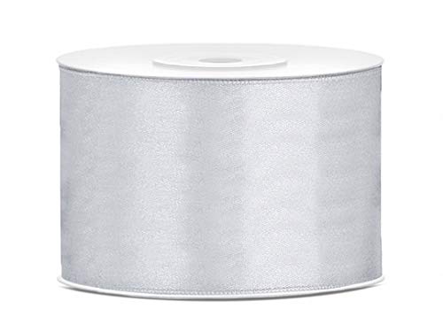 Satinband Rolle 25 m 50 mm breit Schleifenband Dekoband Geschenkband Schleife Hochzeitsdeko Band, für Creative Idee. (silber 018) von Generisch
