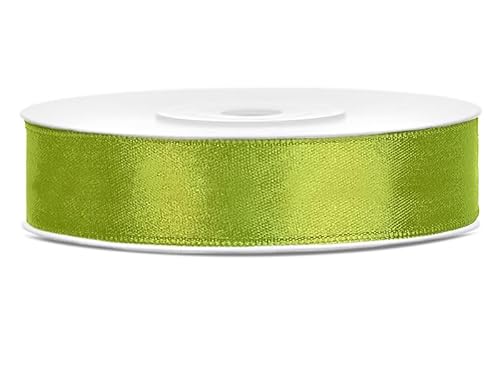 Satinband Rolle 25 m Farbwahl 12 mm breit Schleifenband Farbwahl Dekoband Geschenkband Schleife Hochzeitsdeko Band, für Creative Idee. (apfelgrün 102 j) von Generisch