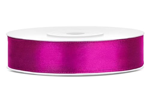 Satinband Rolle 25 m Farbwahl 12 mm breit Schleifenband Farbwahl Dekoband Geschenkband Schleife Hochzeitsdeko Band, für Creative Idee. (fuchsia 0890) von Generisch