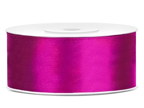 Satinband Rolle 25 m Farbwahl 25 mm breit Schleifenband Farbwahl Dekoband Geschenkband Schleife Hochzeitsdeko Band, für Creative Idee. (fuchsia 080) von Generisch