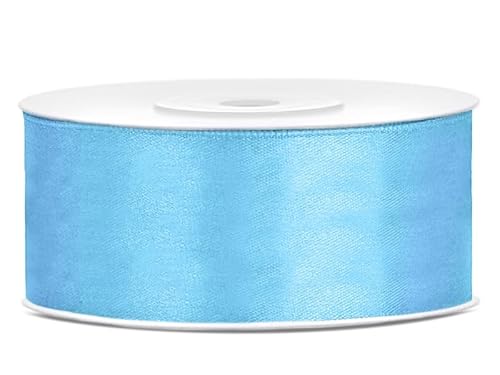 Satinband Rolle 25 m Farbwahl 25 mm breit Schleifenband Farbwahl Dekoband Geschenkband Schleife Hochzeitsdeko Band, für Creative Idee. (hellblau 011) von Generisch