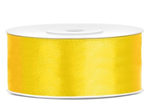 Satinband Rolle 25 m gelb 25 mm breit Schleifenband gelb Dekoband Geschenkband Schleife Hochzeitsdeko Band, für Creative Idee. von Generisch