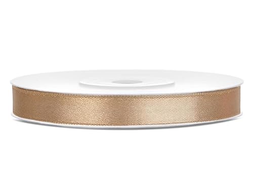 Satinband Rolle 25 m gold 6 mm breit Schleifenband gold Dekoband Geschenkband Schleife Hochzeitsdeko Band, für Creative Idee. von Generisch