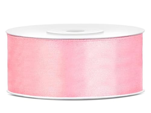 Satinband Rolle 25 m hellrosa 25 mm breit Schleifenband hellrosa Dekoband Geschenkband Schleife Hochzeitsdeko Band, für Creative Idee. von Generisch