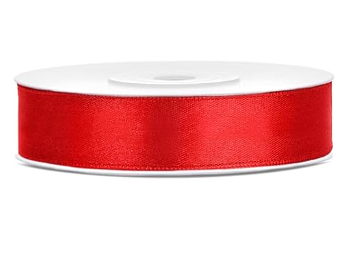 Satinband Rolle 25 m rot 12 mm breit Schleifenband rot Dekoband Geschenkband Schleife Hochzeitsdeko Band, für Creative Idee. von Generisch
