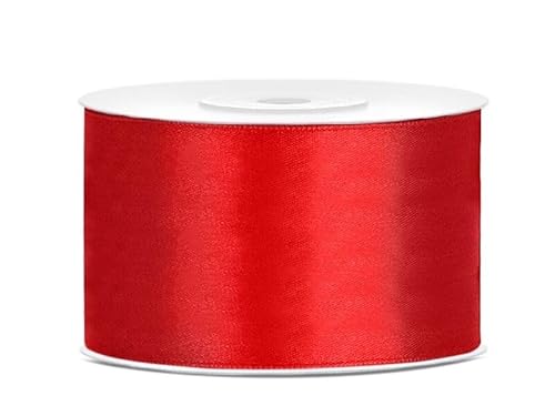 Satinband Rolle 25 m rot 50 mm breit Schleifenband rot Dekoband Geschenkband Schleife Hochzeitsdeko Band, für Creative Idee. von Generisch