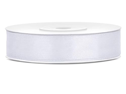 Satinband Rolle 25 m weiß 12 mm breit Schleifenband weiß Dekoband Geschenkband Schleife Hochzeitsdeko Band, für Creative Idee. Satinband Rolle 25 m weiß 12 mm breit Schleifenband weiß Dekoband Geschenkband Schleife Hochzeitsdeko Band, für Creative Idee. von Generisch