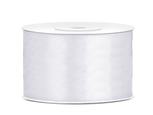 Satinband Rolle 25 m weiß 50 mm breit Schleifenband weiß Dekoband Geschenkband Schleife Hochzeitsdeko Band, für Creative Idee. von Generisch