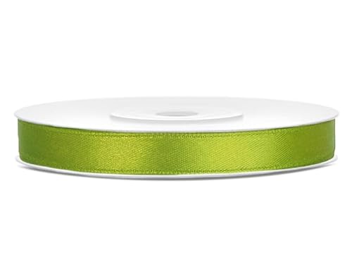 Satinband Rolle 25 m weiß 6 mm breit Schleifenband Farbwahl Dekoband Geschenkband Schleife Hochzeitsdeko Band, für Creative Idee. (apfelgrün 102 j) von Generisch