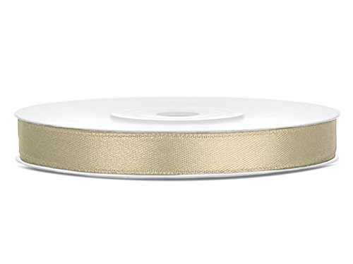 Satinband Rolle 25 m weiß 6 mm breit Schleifenband Farbwahl Dekoband Geschenkband Schleife Hochzeitsdeko Band, für Creative Idee. (beige 013) von Generisch