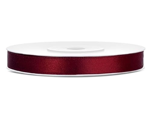 Satinband Rolle 25 m weiß 6 mm breit Schleifenband Farbwahl Dekoband Geschenkband Schleife Hochzeitsdeko Band, für Creative Idee. (bordeaux 082) von Generisch