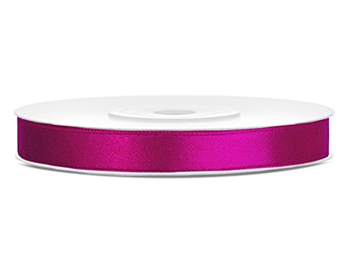 Satinband Rolle 25 m weiß 6 mm breit Schleifenband Farbwahl Dekoband Geschenkband Schleife Hochzeitsdeko Band, für Creative Idee. (fuchsia 080) von Generisch