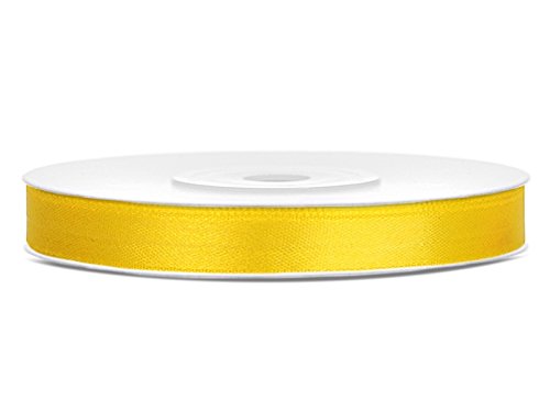 Satinband Rolle 25 m weiß 6 mm breit Schleifenband Farbwahl Dekoband Geschenkband Schleife Hochzeitsdeko Band, für Creative Idee. (gelb 084) von Generisch