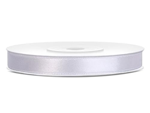 Satinband Rolle 25 m weiß 6 mm breit Schleifenband Farbwahl Dekoband Geschenkband Schleife Hochzeitsdeko Band, für Creative Idee. (weiß 008) von Generisch