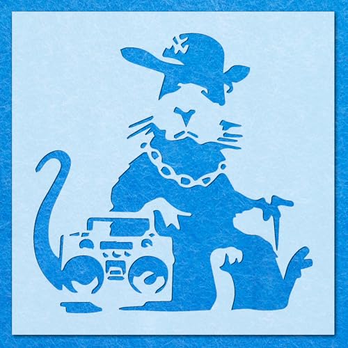 Schablone Banksy Ratte Musik Kette Mylar Malerei Wandkunst Handwerk Airbrush von Generisch