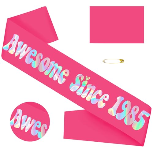 Schärpe zum 40. Geburtstag, mit schillernder Folie, lustig, toll seit 1985, für Frauen, Party-Ideen, Geschenke, Witze und Gefälligkeiten, Hot Pink + schillernd, Hot Pink Schärpe zum 40. Geburtstag, mit schillernder Folie, lustig, toll seit 1985, für Frauen, Party-Ideen, Geschenke, Witze und Gefälligkeiten, Hot Pink + schillernd, Hot Pink von Generisch