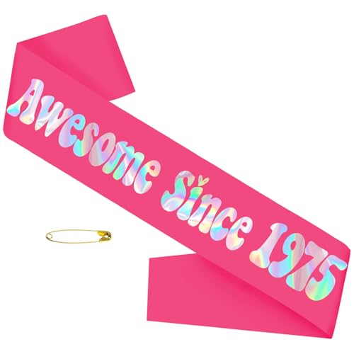 Schärpe zum 50. Geburtstag, mit schillernder Folie, lustig, toll seit 1975, für Frauen, Party-Ideen, Geschenke, Witze und Gefälligkeiten (Hot Pink + schillernd) von Generisch