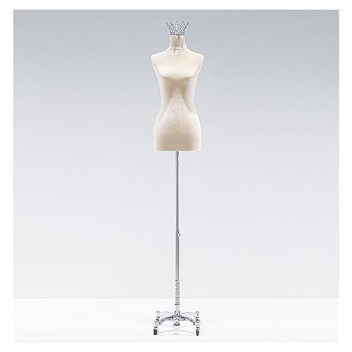 Schaufensterpuppenständer für Damen, mit königlicher Krone, Samtstoff, Rollrollen für Hochzeitskleider, Schmuck und Schneiderei (Silber A) von Generisch